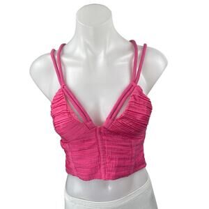 Pookie & Sebastian Women's Pink Sleeveless Strappy Cami Camisole Crop Tank Top S